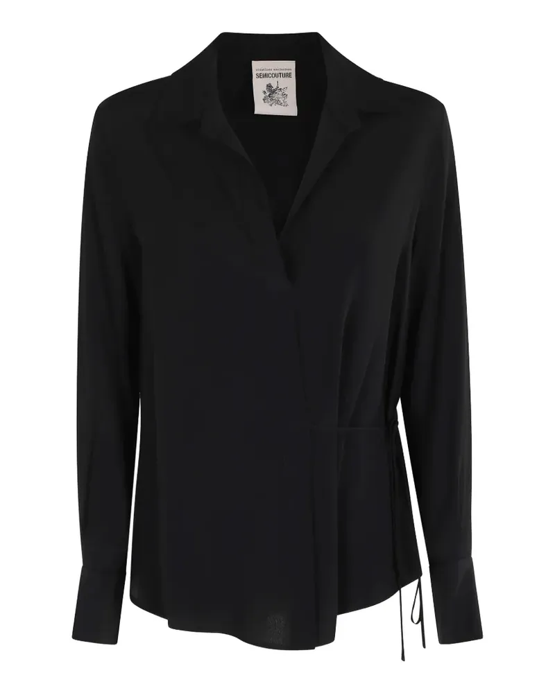 Semicouture Gustave V-neck tie blouse - Schwarz Schwarz