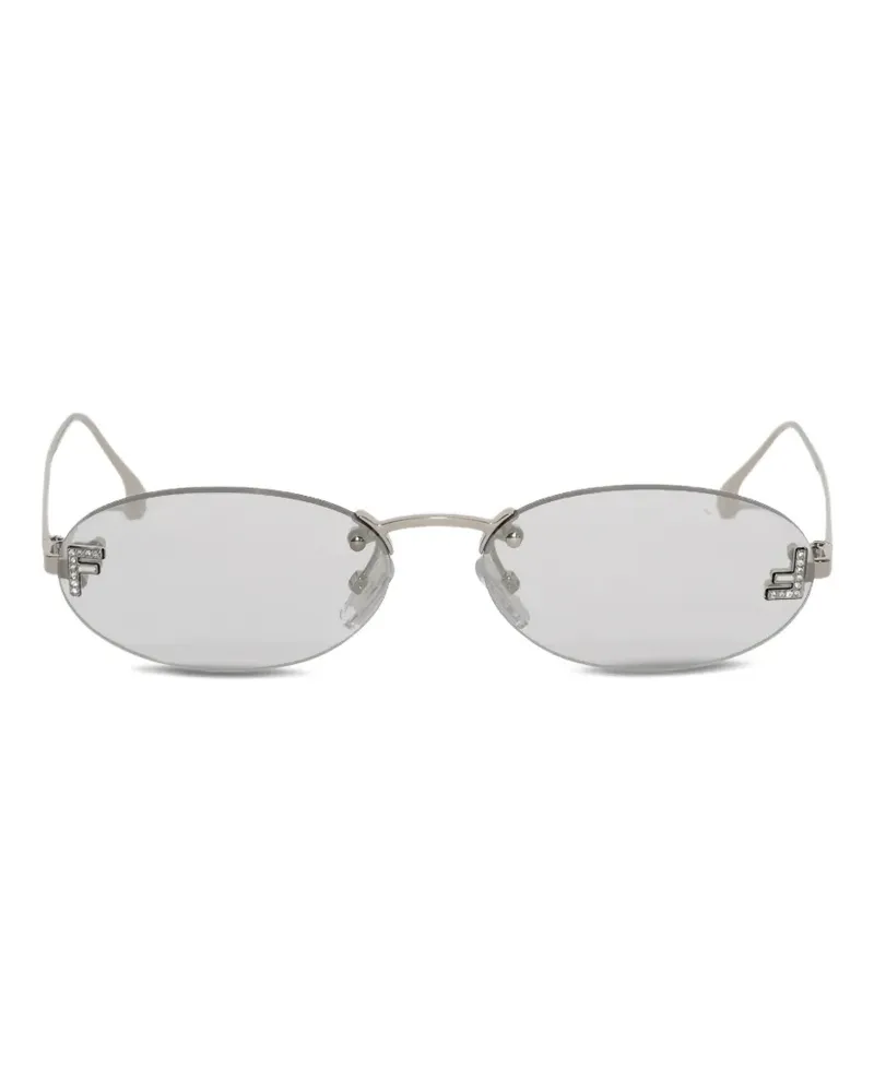 Fendi crystal oval sunglasses - Grau Grau