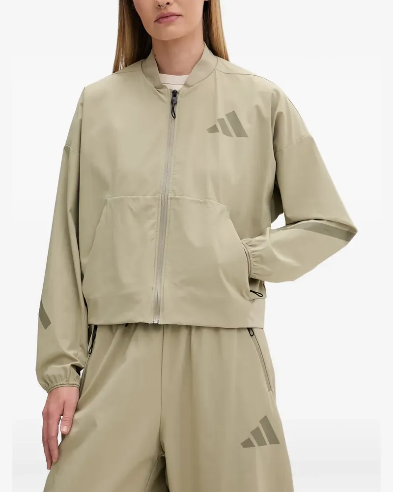 adidas logo-print bomber jacket - Nude Nude