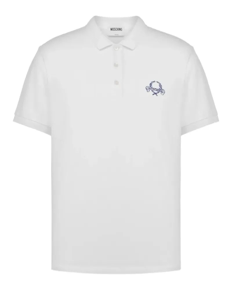Moschino logo-embroidered polo shirt - Weiß Weiß