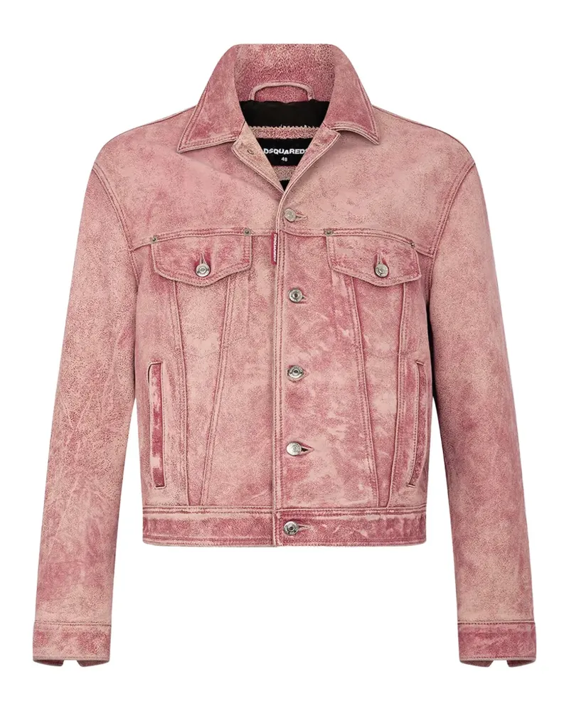 Dsquared2 Lederjacke mit Riss-Effekt - Rosa Rosa