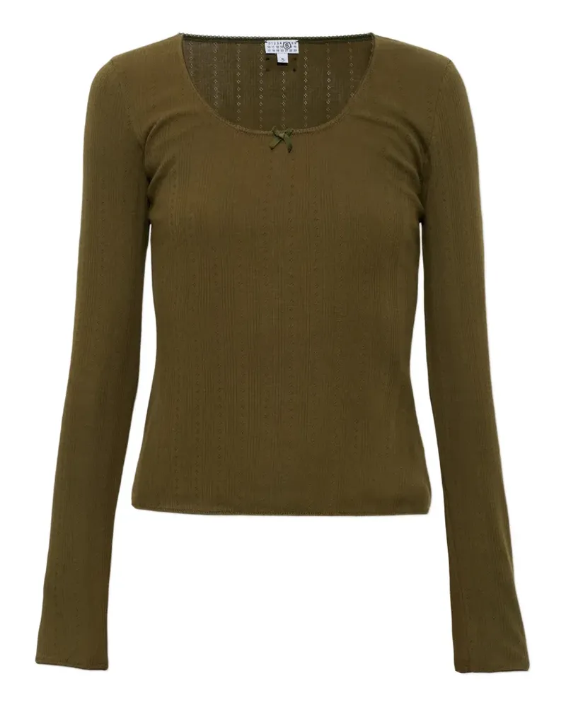 Maison Margiela Oberteil aus Pointelle-Strick mit Schleifendetail - Grün Grün