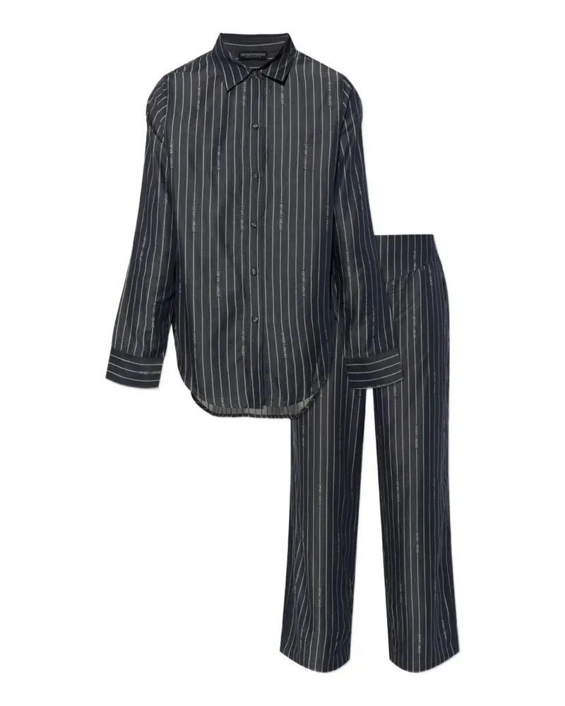 Emporio Armani Pyjama mit Logo-Nadelstreifen - Grau Grau