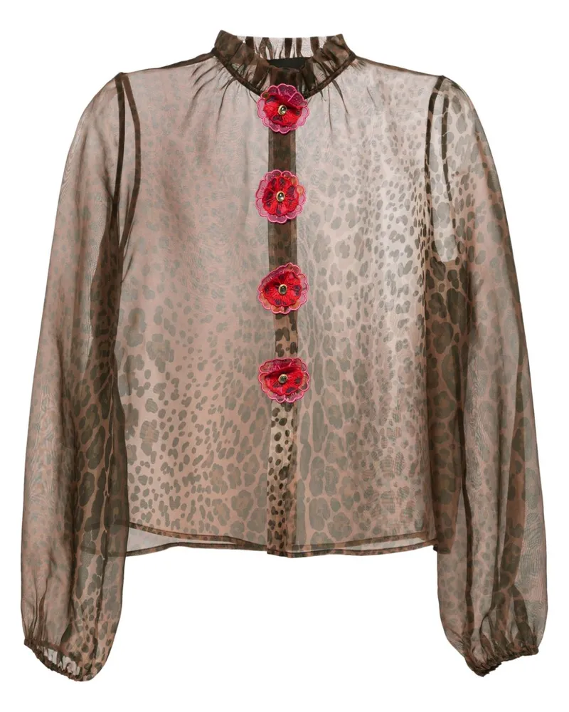Cynthia Rowley Seidenbluse mit Leoparden-Print - Braun Braun