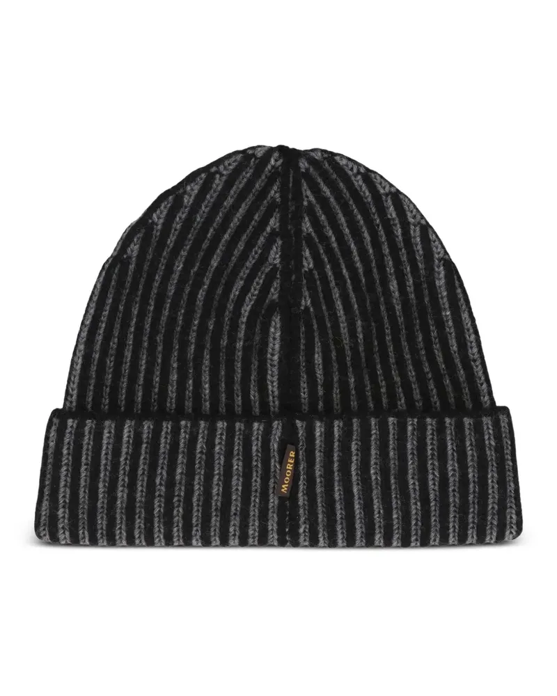 MOORER Gerippte Beanie - Grau Grau