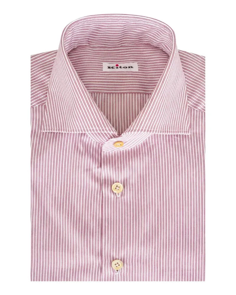 Kiton Hemd mit Längsstreifen - Rot Rot