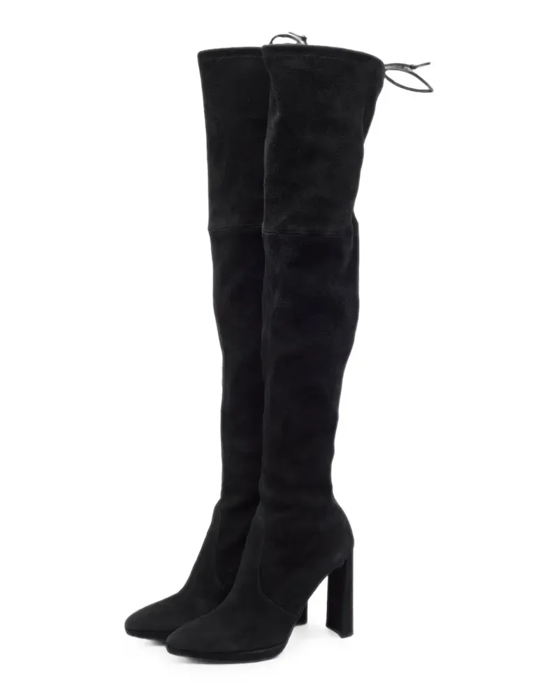 Stuart Weitzman Kniehohe Highland Wildlederstiefel - Schwarz Schwarz