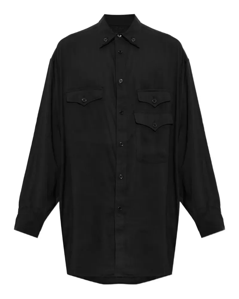Yohji Yamamoto Button-down-Hemd mit Klappentasche - Schwarz Schwarz