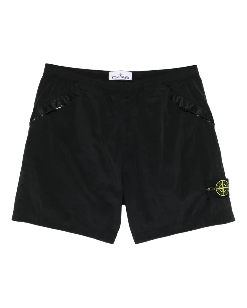 Stone Island L100008 Bermudas mit aufgesetzter Tasche - Schwarz Schwarz