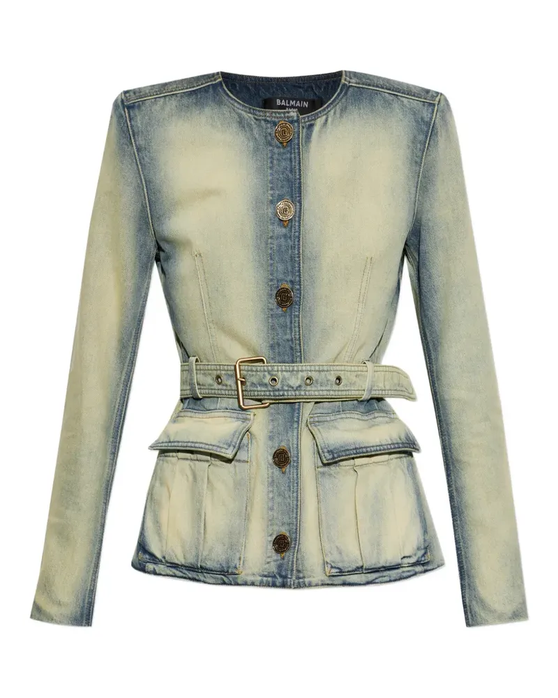 Balmain belted denim jacket - Blau Blau