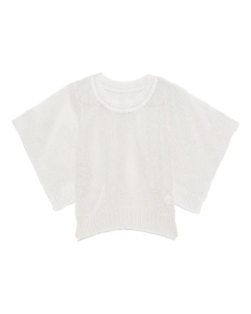 Issey Miyake Cialda open-knit short-sleeve linen T-shirt - Grau Grau