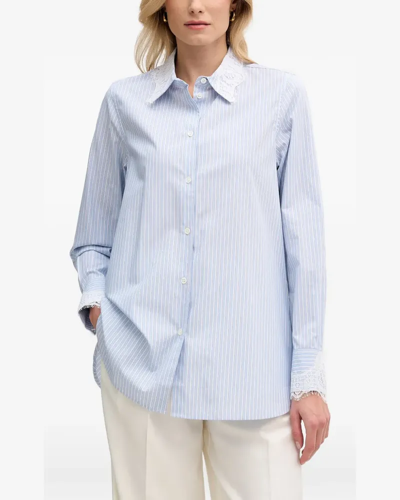 Mos Mosh Elinda lace-trim striped shirt - Blau Blau