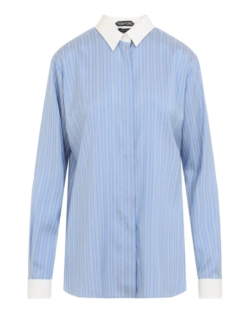Tom Ford Gestreiftes Hemd aus Seide - Blau Blau