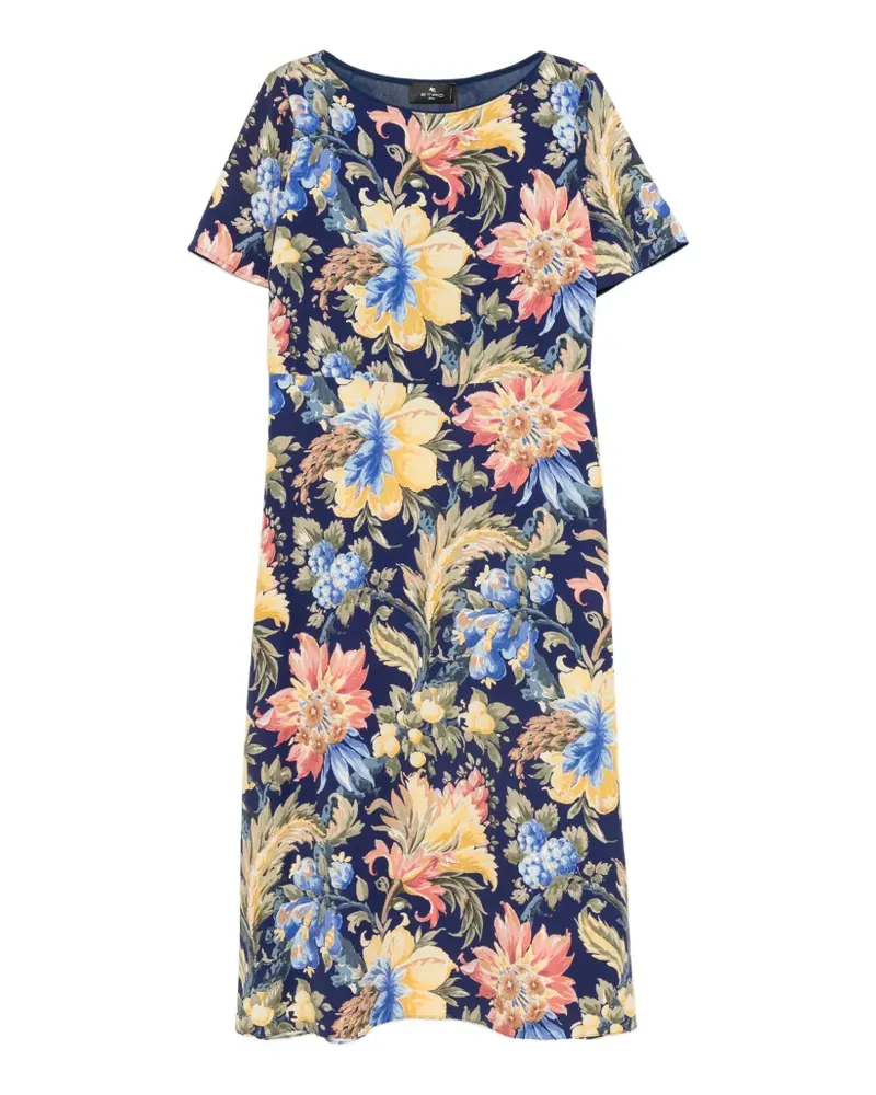 Etro Midikleid mit Blumenprint - Blau Blau