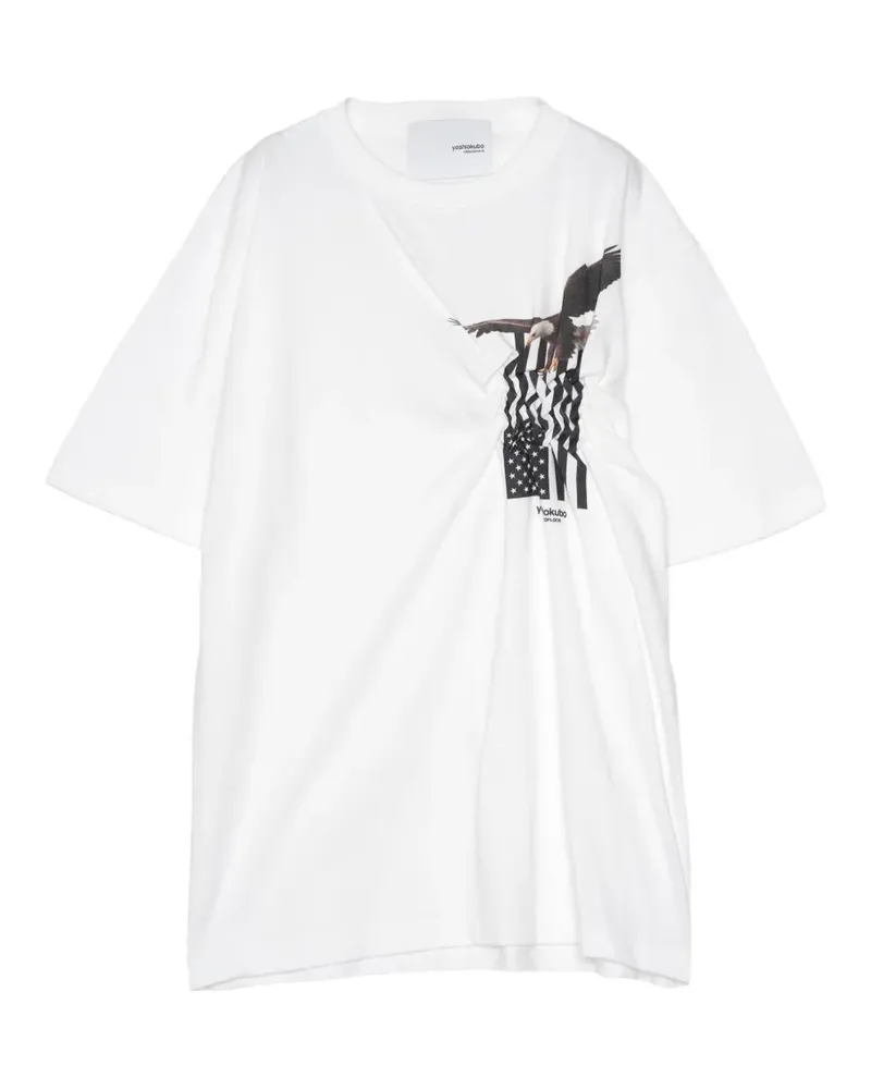 Yoshio Kubo T-Shirt mit Adler-Print - Weiß Weiß