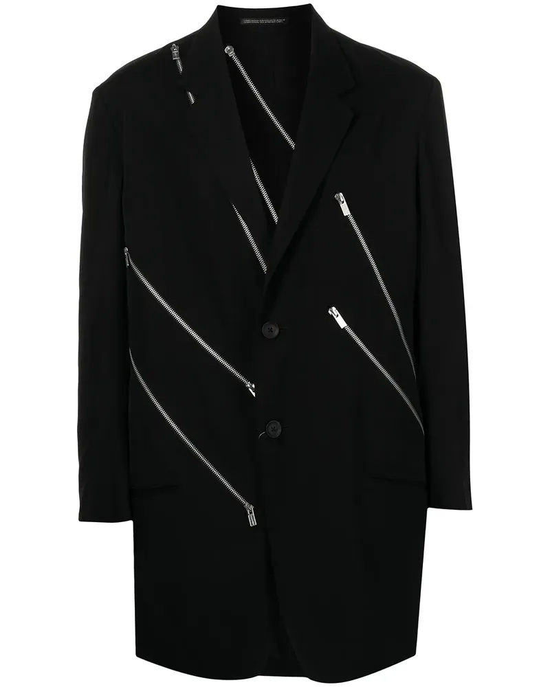 Yohji Yamamoto Sakko mit Reißverschlussdetail - Schwarz Schwarz