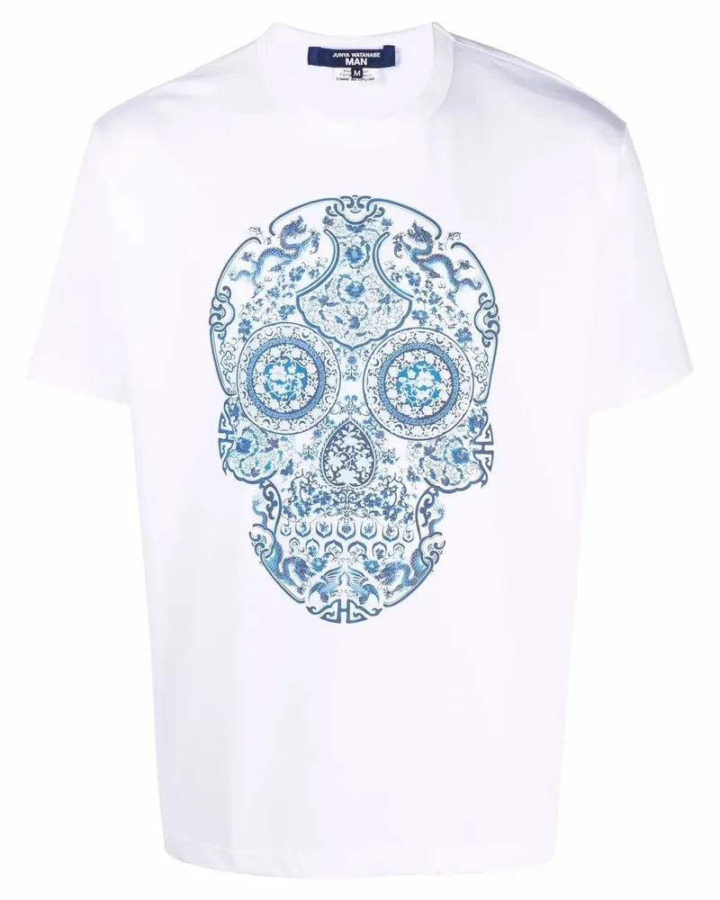 Junya Watanabe T-Shirt mit Totenkopf-Print - Weiß Weiß