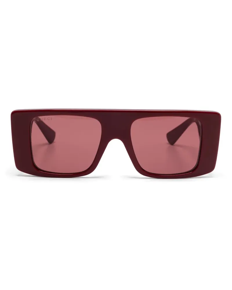 Gucci Sonnenbrille mit eckigem Gestell - Rot Rot