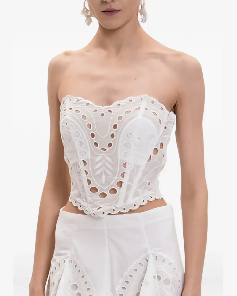 Charo Ruiz Kai broderie-anglaise corset top - Weiß Weiß