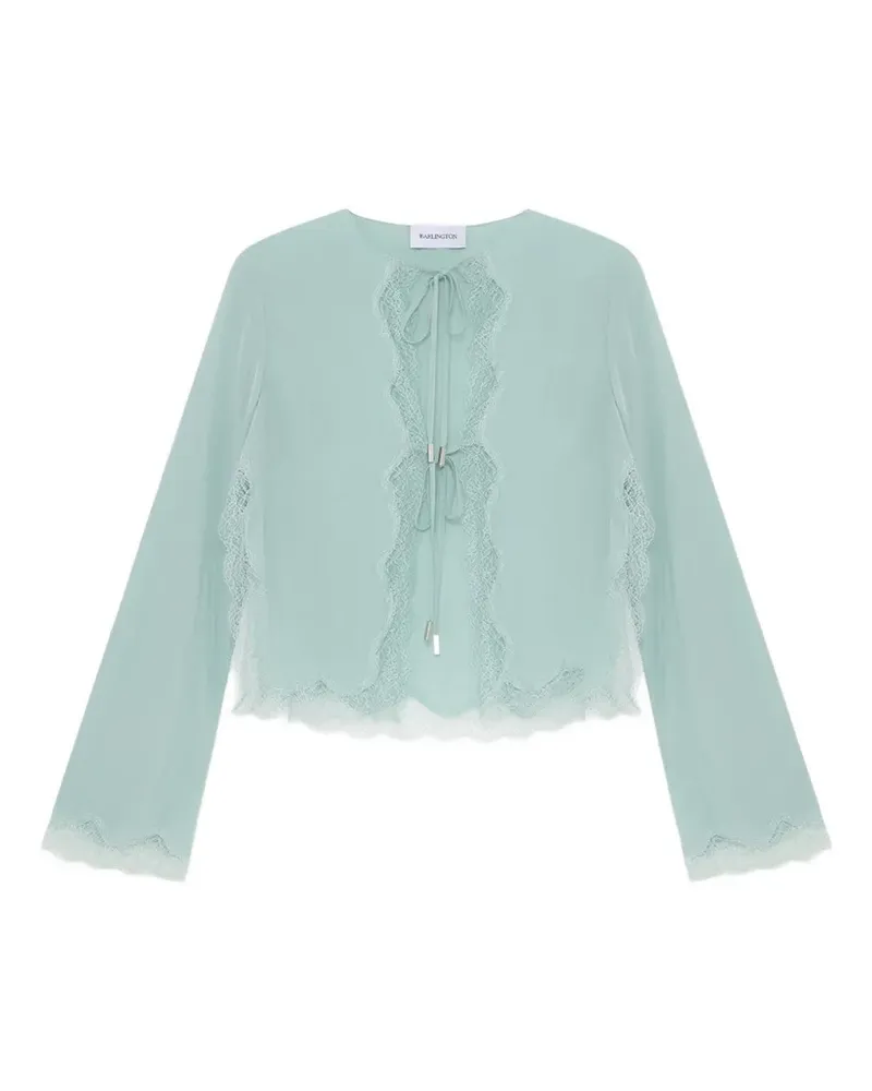 16ARLINGTON Filipa lace-trim tie-front blouse - Grün Grün