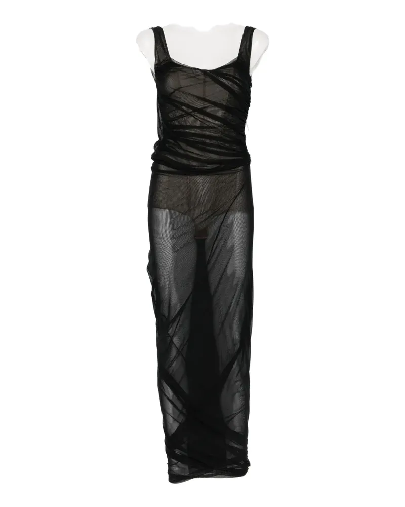 ATTICO ruched sheer-mesh maxi dress - Schwarz Schwarz