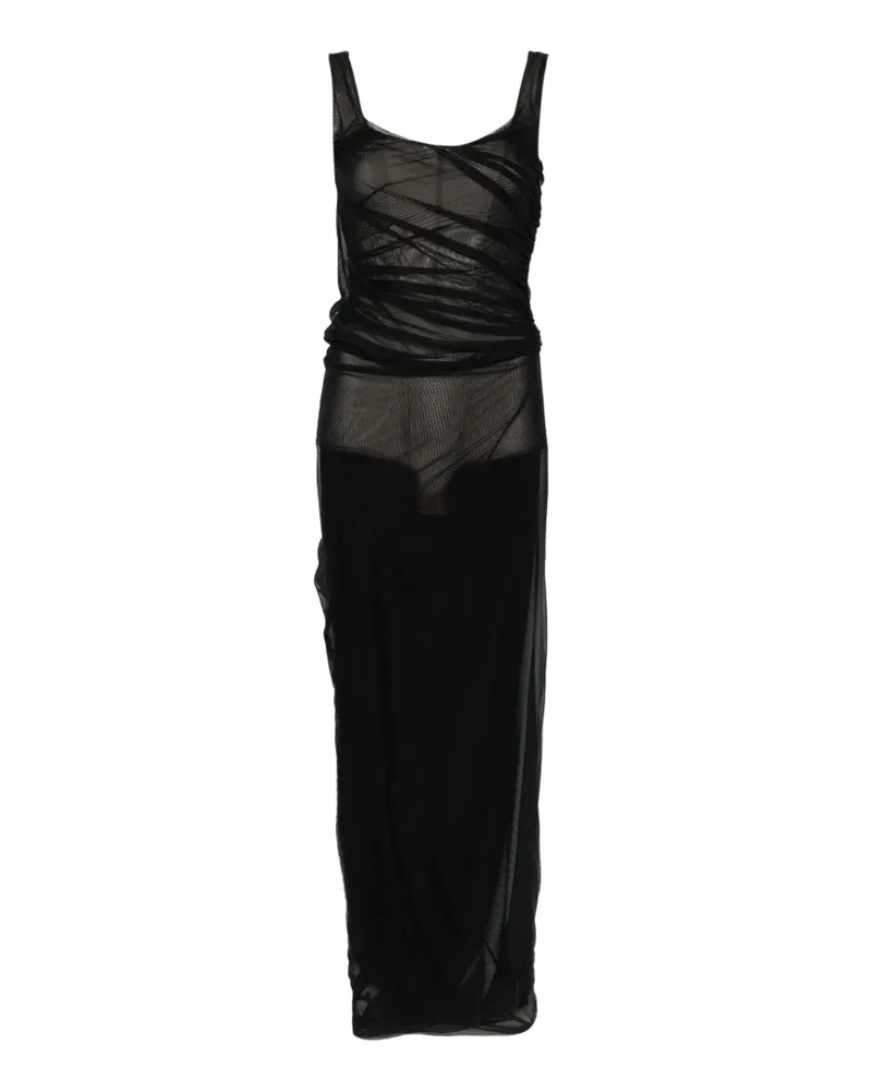 ATTICO Gerafftes Maxikleid aus Sheer-Mesh - Schwarz Schwarz