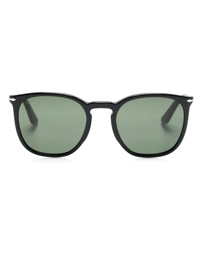 Persol Sonnenbrille mit rundem Gestell - Schwarz Schwarz