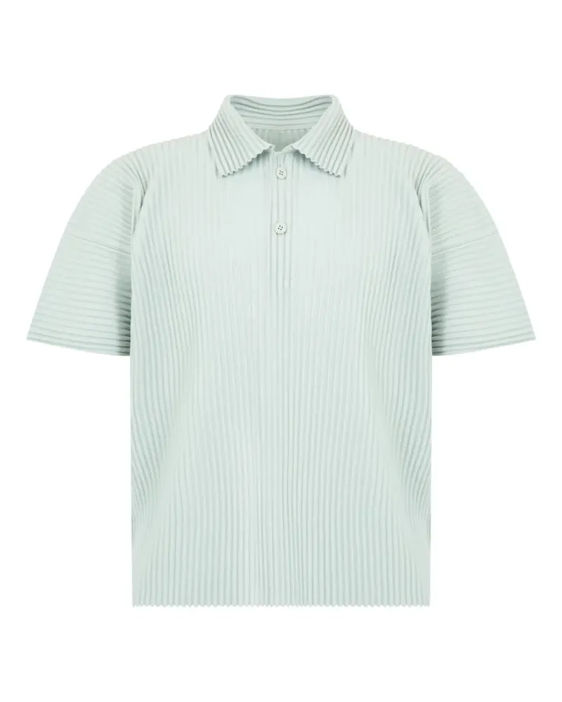 Issey Miyake Plissiertes Poloshirt - Grün Grün