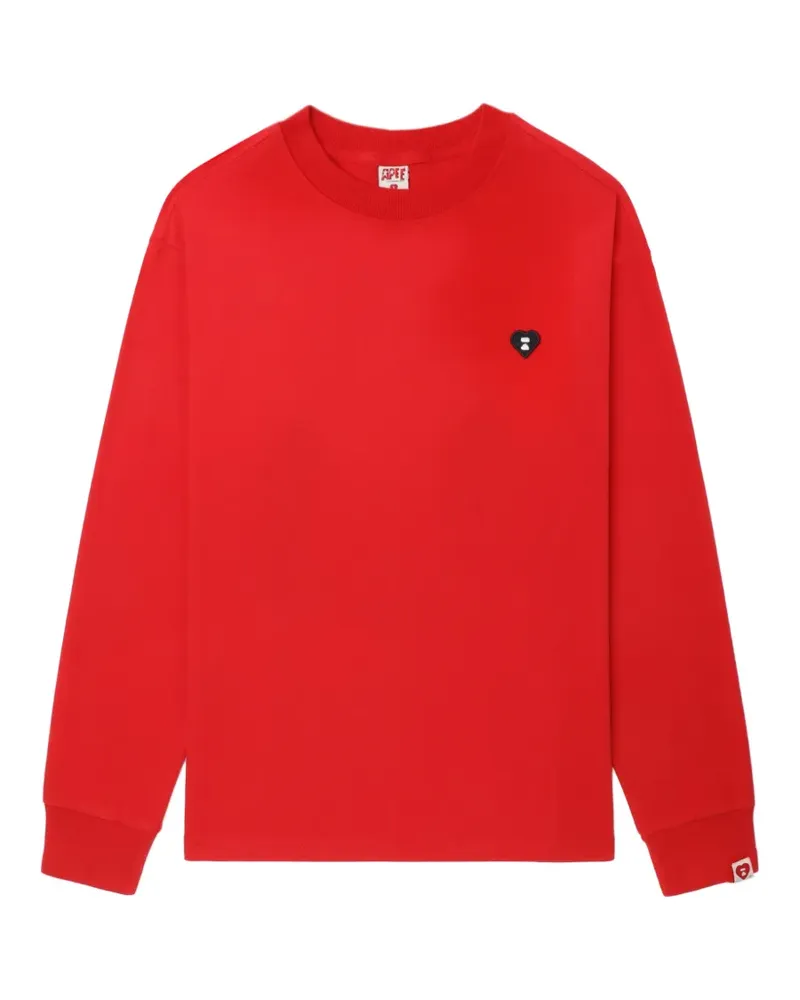 BAPE Sweatshirt mit Herz-Patch - Rot Rot