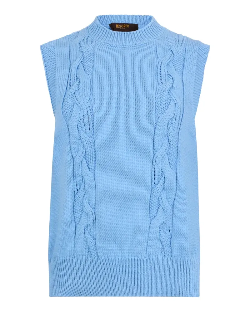 MOORER Pullunder mit Zopfmuster - Blau Blau
