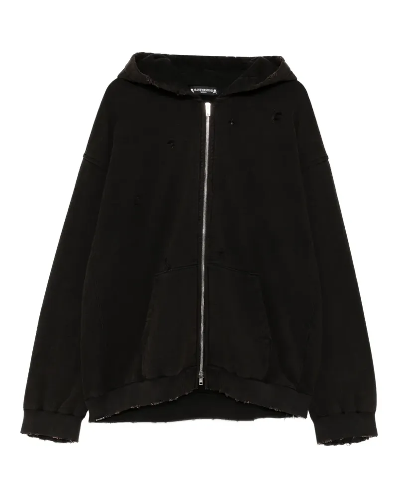 Mastermind World distressed zip-up hoodie - Schwarz Schwarz