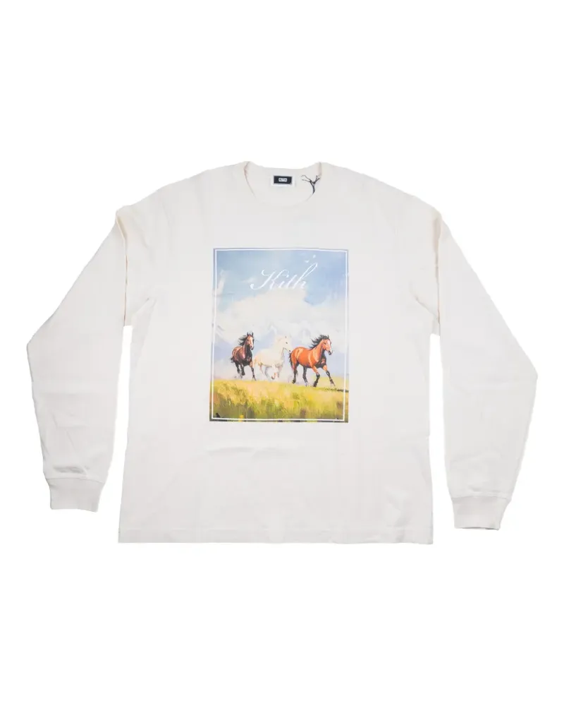 KITH Langarmshirt mit Mustangs-Print - Weiß Weiß