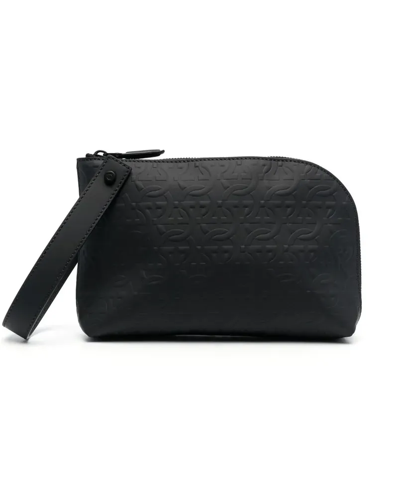 Ferragamo Clutch mit Gancini-Prägung - Schwarz Schwarz