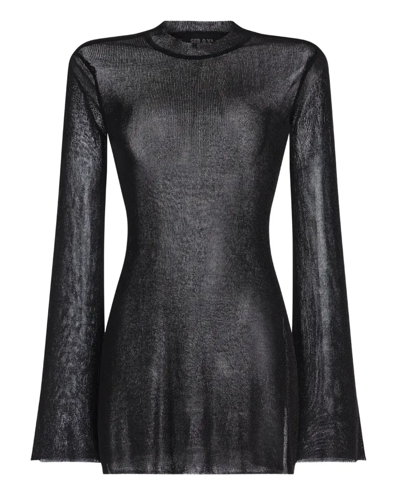 SER.O.YA Ines T-Shirt im Metallic-Look - Schwarz Schwarz