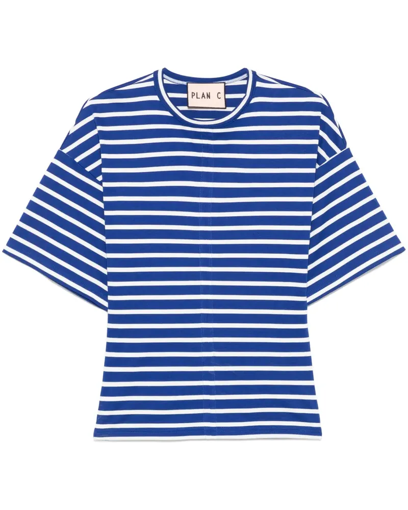 PLAN C Gestreiftes T-Shirt - Blau Blau