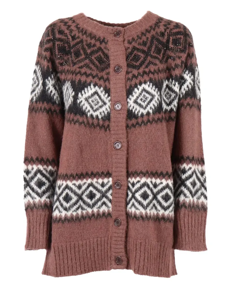 Ermanno Scervino rhombus-patterned cardigan - Braun Braun