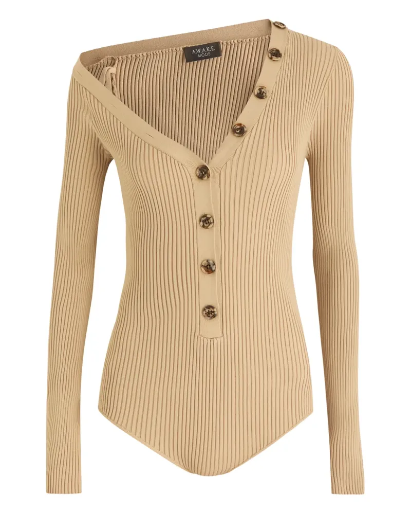 A.W.A.K.E. button-up bodysuit - Nude Nude