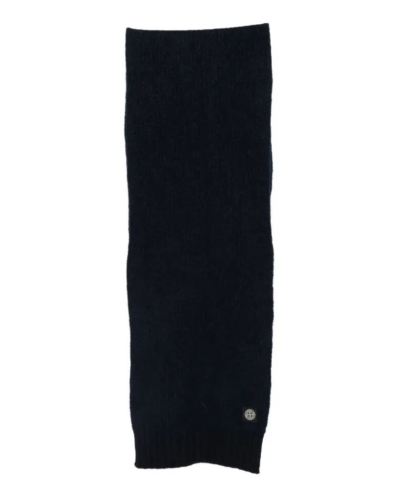 Stone Island Gerippter Strickschal mit Logo-Patch - Blau Blau