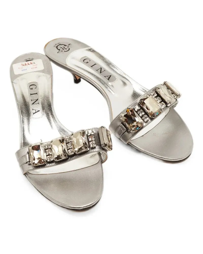 Gina crystal-embellished slide sandals - Silber Silber