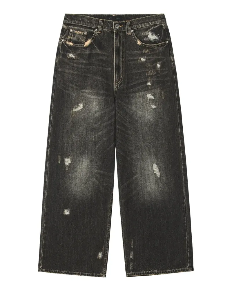 FIVE CM Distressed-Jeans mit Tragefalten - Schwarz Schwarz