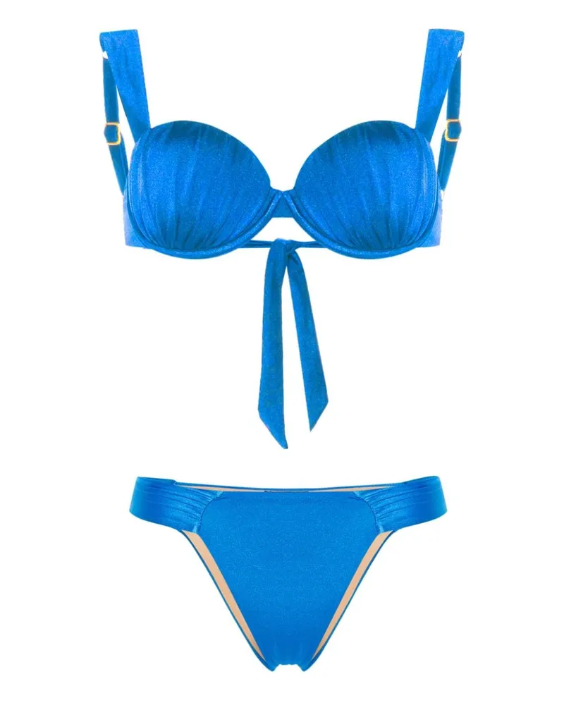 Noire Swimwear Geraffter Balconette-Bikini Blau