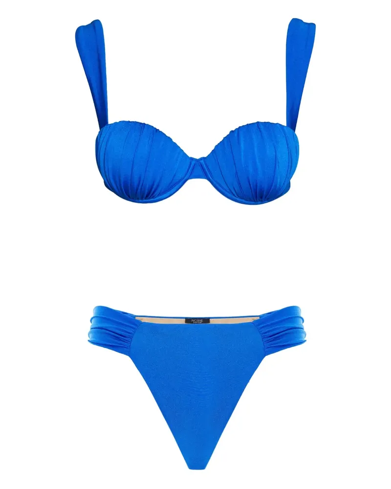 Noire Swimwear Geraffter Balconette-Bikini - Blau Blau