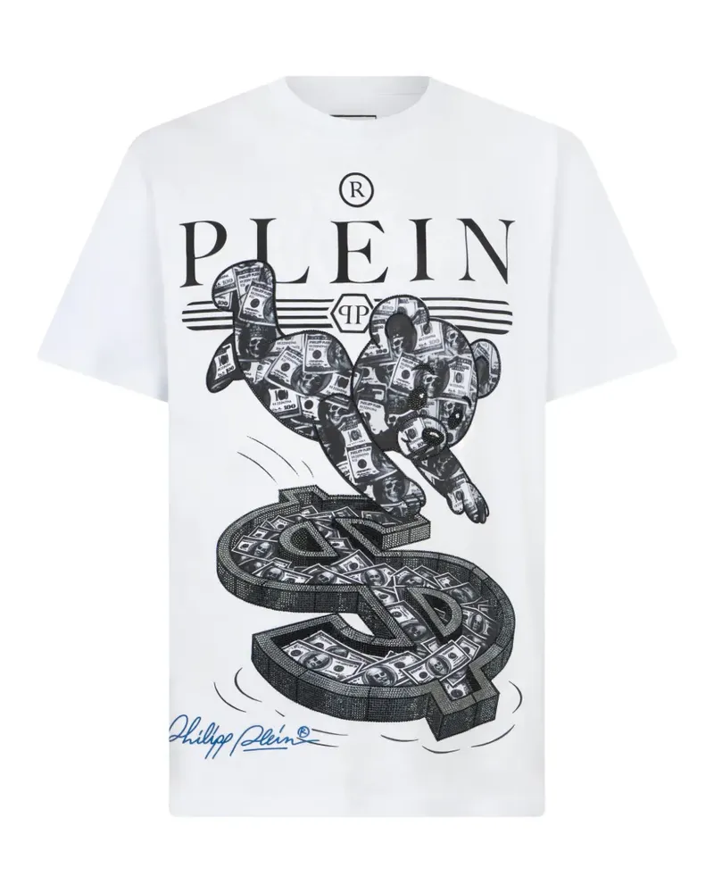Philipp Plein T-Shirt mit Teddy Dollar-Motiv - Weiß Weiß