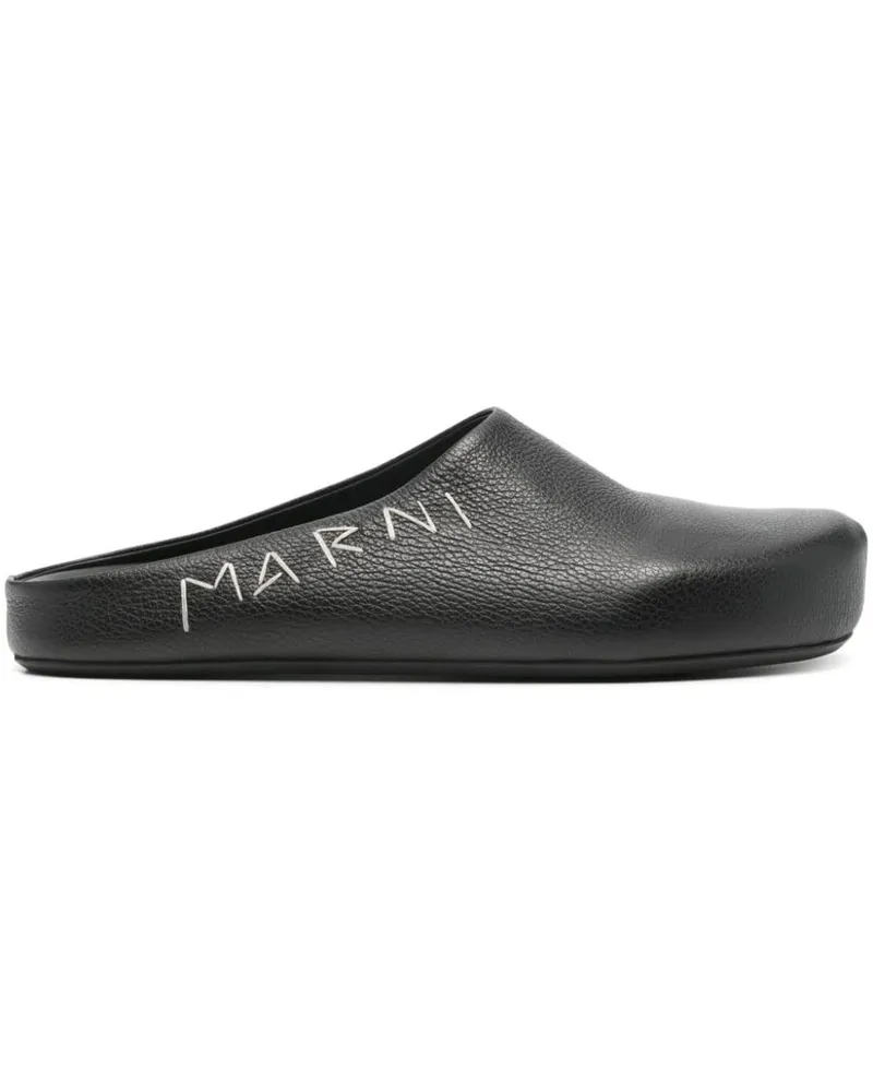 Marni Slipper mit Logo-Stickerei - Schwarz Schwarz
