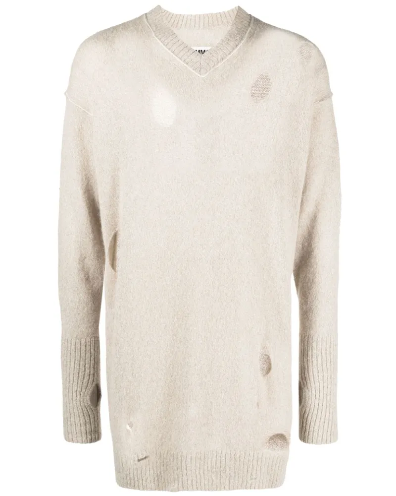 Maison Margiela Pullover im Distressed-Look - Nude Nude
