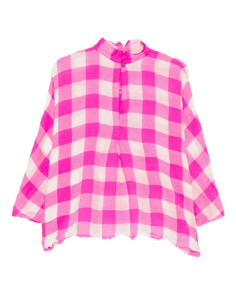 Daniela Gregis check-pattern frayed shirt - Rosa Rosa