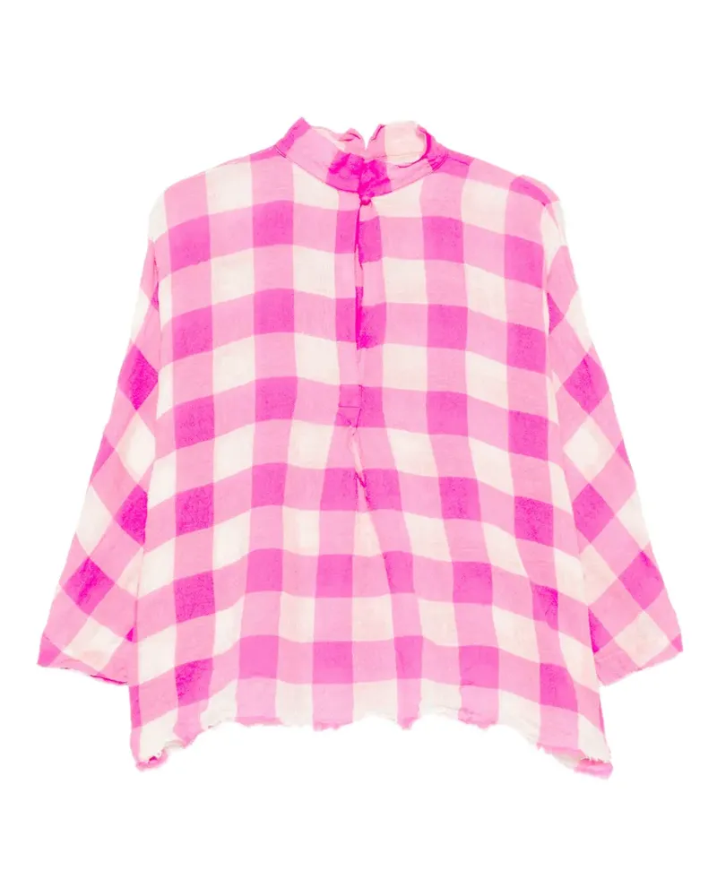 Daniela Gregis check-pattern frayed shirt - Rosa Rosa