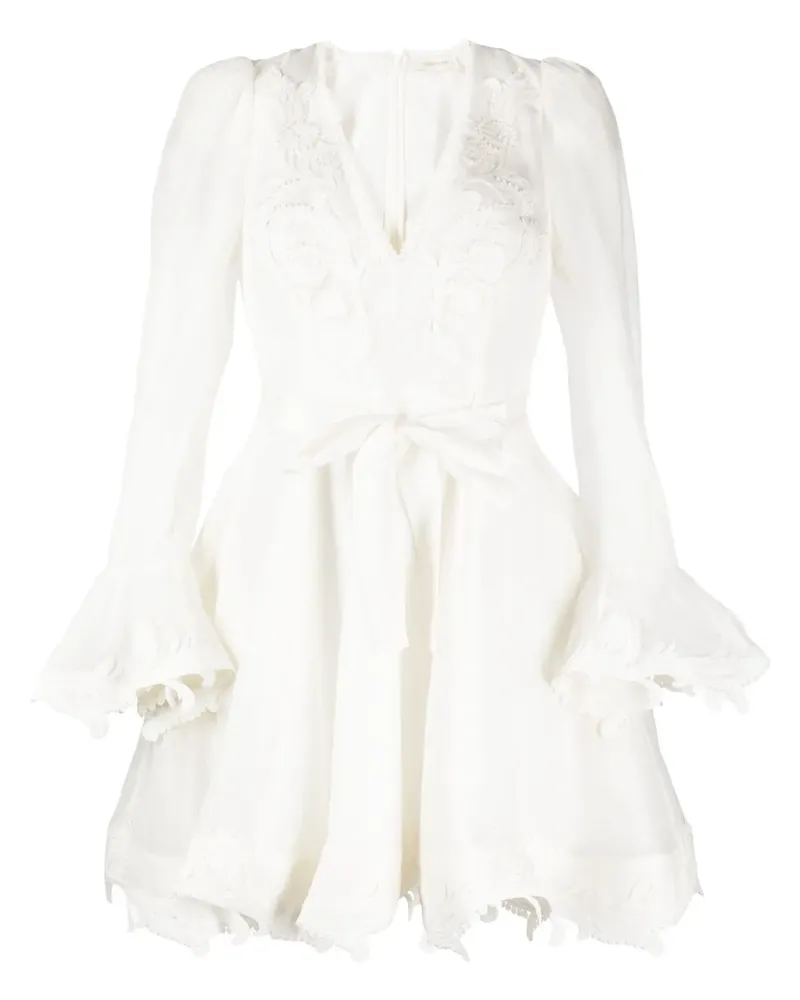 Zimmermann Wonderland Minikleid mit Spitze - Weiß Weiß