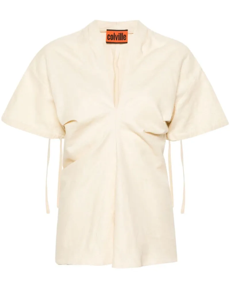 Colville Canvas-Bluse mit V-Ausschnitt Nude