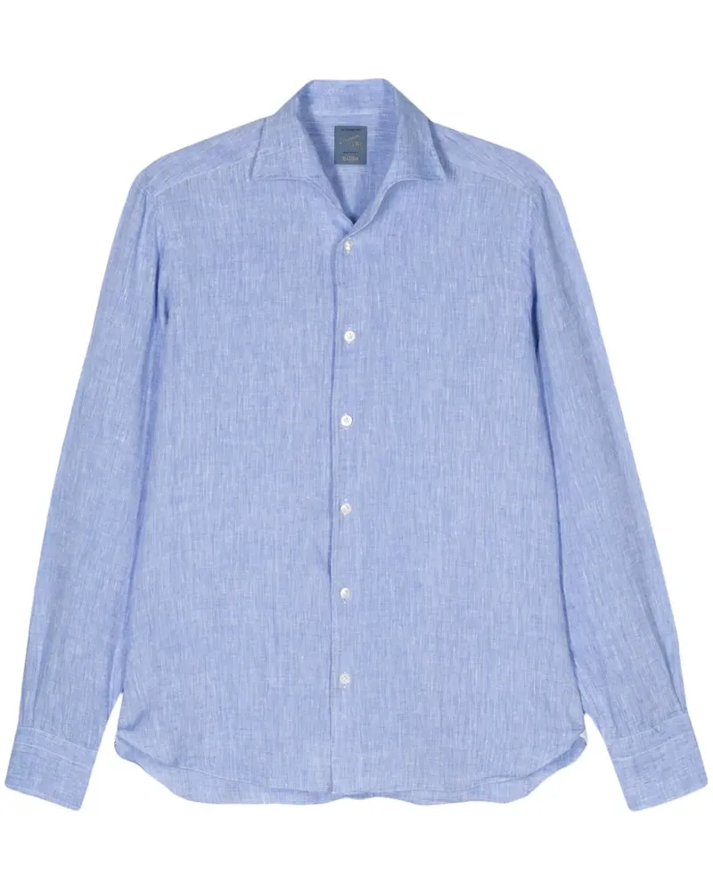 BARBA Langärmeliges Hemd aus Leinen - Blau Blau